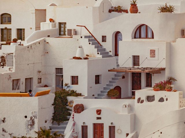 Cluster of homes in Santorini, Greece